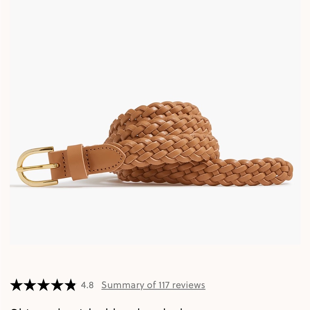J. Crew Skinny Braided Leather Belt NWT L/XL - Picture 4 of 4